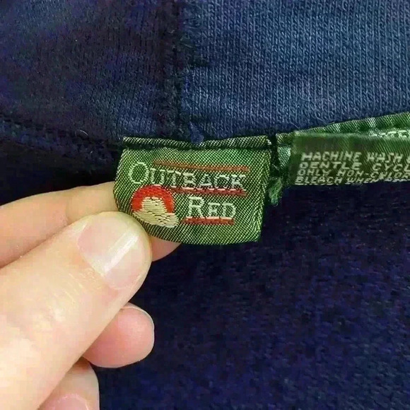 Vintage Outback Red Cardigan Men's Large Sweater Long Sleeves Button-up Navy - Picture 4 of 10